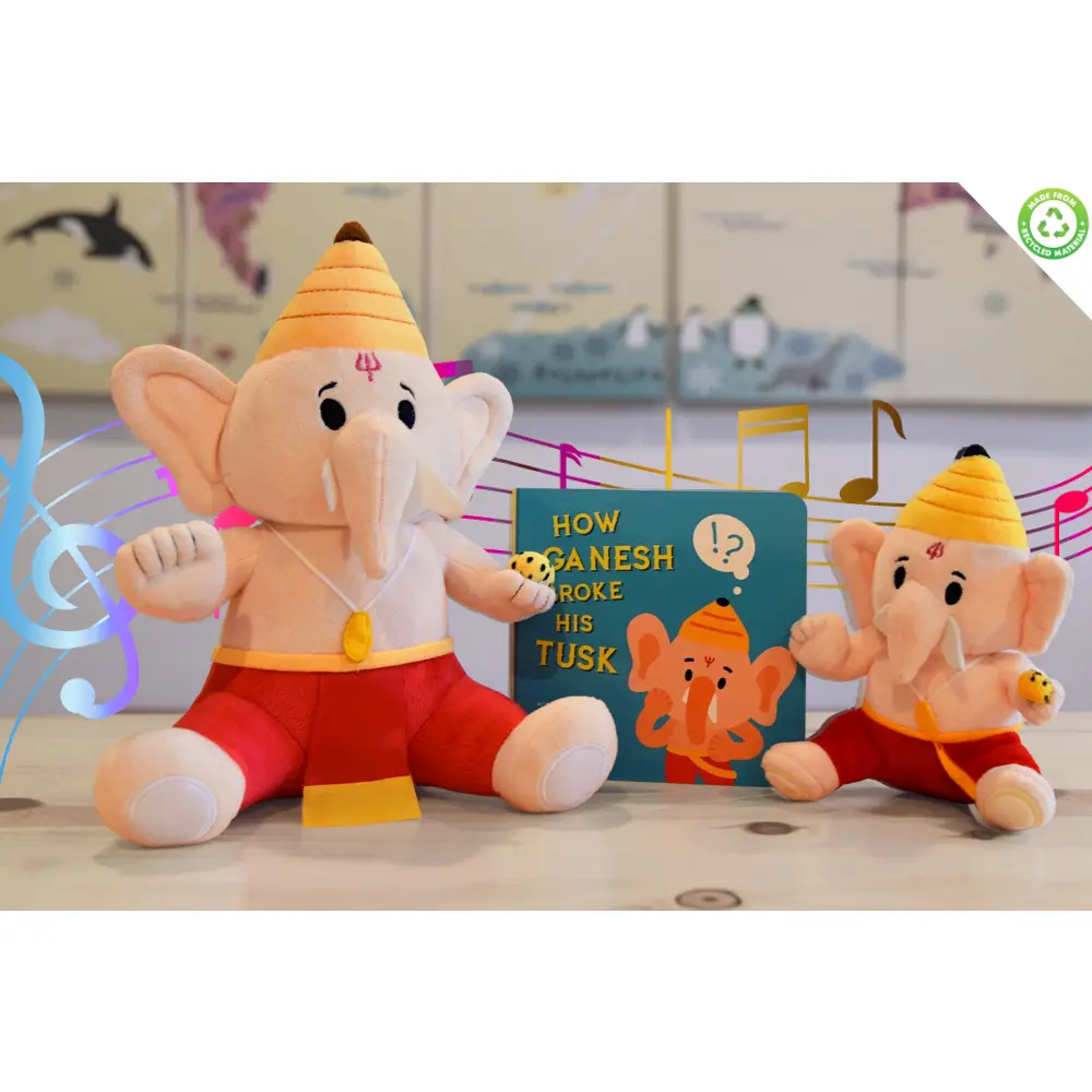 Baby Ganesh Collection - Mantra Singing Plush Toys with Book