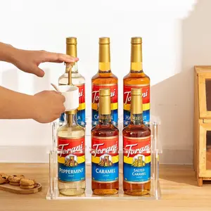 Acrylic Coffee Syrup Storage Rack, 1 Count 2 Layers Coffee Syrup Condiment Rack, Kitchen Countertop  Organiser for Home Dining Room Coffee Shop, Display