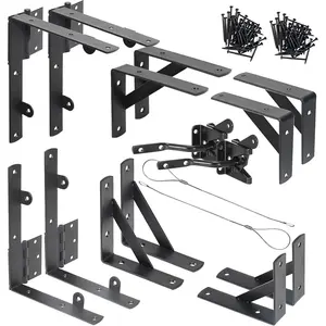 Fence Gate Kit Gate Hardware, 2 Set Anti Sag Gate Kit Heavy Duty No Sag, Anti Twist Gate Frame Corner Brackets Kit Withstand 150 lbs, Gate Hardware Kit for  Fence Gate