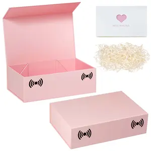 Gift Box with Lid for Presents, 10.7'x7'x2.8' and Magnetic Closure, Great for Christmas, New Year, Wedding, Birthdays, Groomsman, Presents Display and Packging, Pink/Red/Black/White/Gold