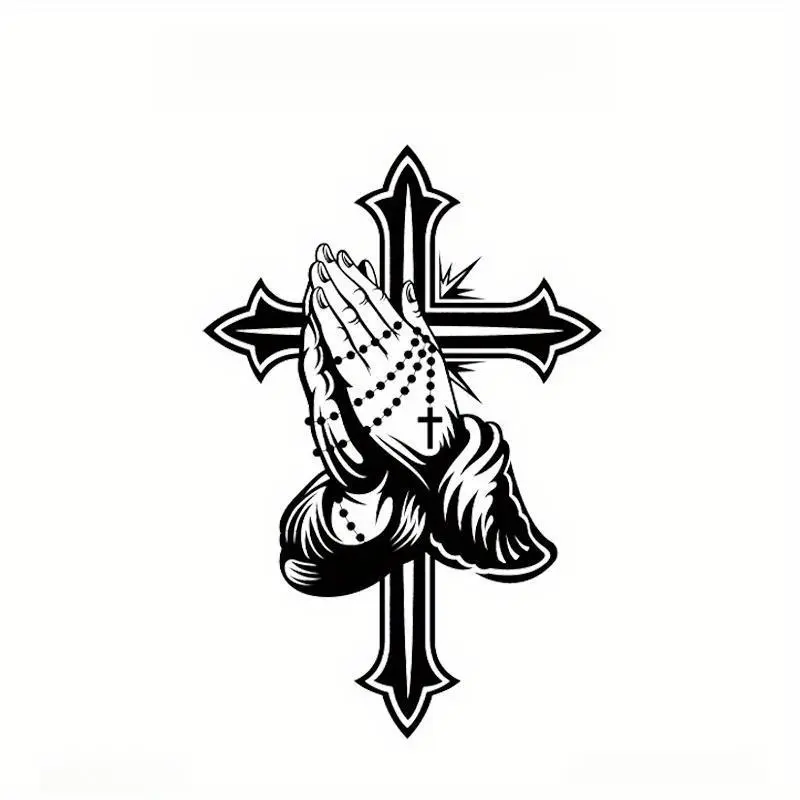 Three Sheets Semi-Permanent Praying Hands Temporary Tattoo 4.3''X7'' Realistic Design With Armor Jewelry Lasts 1-2 Weeks Waterproof Easy Henna Stencils Henna Pen Fake Tattoos Temporary Tattoos Tattoo