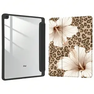 Brown Leopard Lily IPad Case Compatible with IPad  (A16) 11th Generation Case 11 Inch 2025, 10th Gen Case 2022 10.9 Inch,12th 2026 11inch, Pro 12.9 Inches (20/21/22/23/24/25/26 Models) Built-in Pencil Holder with Shockproof Cover, Auto Wake/Sleep