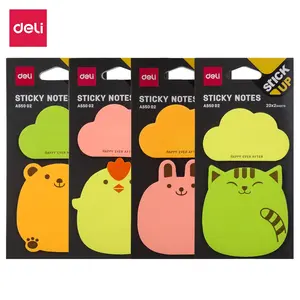 Deli Self-Adhesive Memo Pads, 76x76mm, 4x20 Sheets, Neon Mixed Colors, Reusable and Portable, Ideal for Students and Office Use