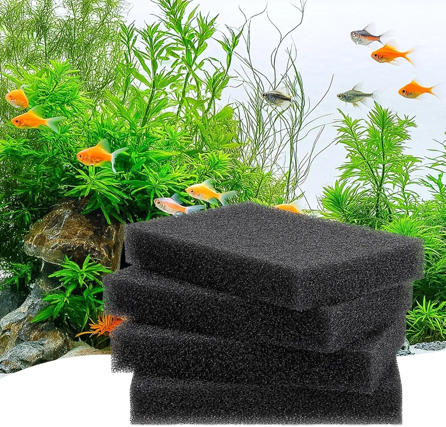 hygger Aquarium Sponge Filter Pad, Filter Media Foam Sponges, Cut-to-Size Open Cell Foam Sheet for Fish Tanks and Ponds