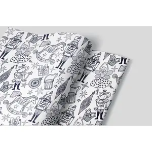 Set of Three Marching Nutcracker Sketch Pre-cut Wrapping Paper Sheets