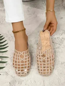 Women's Summer Beach Flip Flops, Comfortable Closed-Toe Flat Sandals for Casual Wear, Stylish Elegant Sandals Jelly Shoes Easy to Wear, Casual Summer Footwear