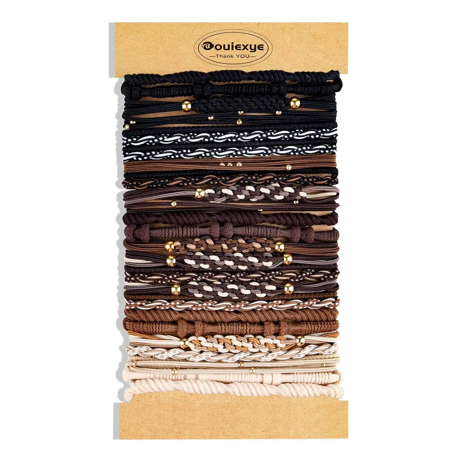 Boho Hair Accessories - 24PCS Hair Tie Bracelets for Women, No Damage for Thick, Thin, Medium, and Long Hair Ponytails, Bulk Hair Ties, Elastic Hair Accessory
