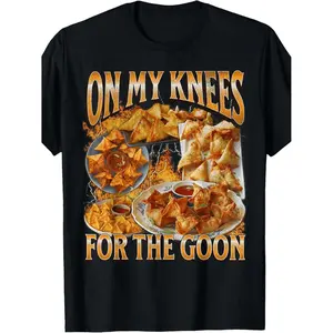 On My Knees Funny Crab Rangoon Meme Bootleg Graphic T Shirt.jpgParties Beach & Sports Outdoor Clothing|All Season Casual Wear