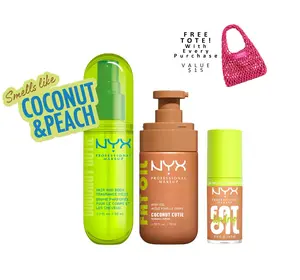 [NEW] Coconut Cutie Ultimate Body Care Set, Shimmer Body Oil + Fat Oil lip drip + Hair & Body Mist, 24H Hydration— NYX Professional Makeup