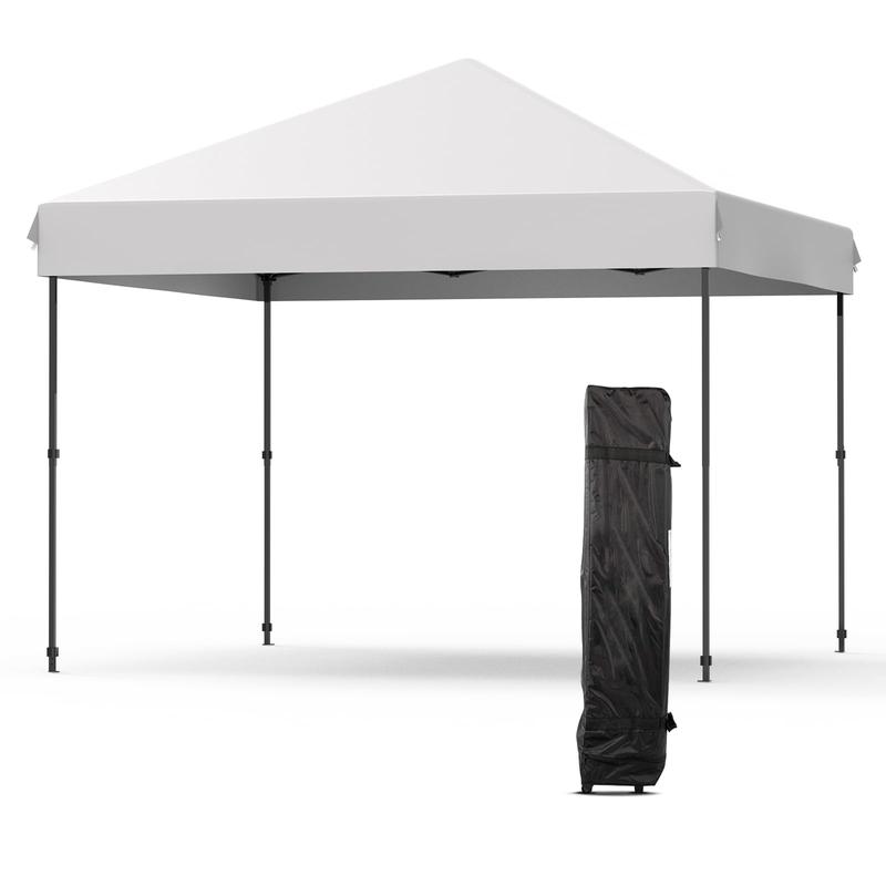 GARVEE Pop-Up Canopy Tent - Waterproof Outdoor Canopy, Portable Sun Shelter, with Roller Bag, 4 x Sandbags, 4 x Stakes, for Picnic, Camping, Outdoor Events, Parties, Patio, 10'x10'，Grey