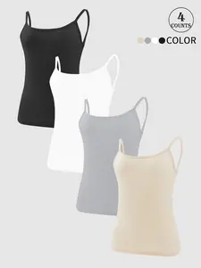 4pcs Women Yoga Camisole Tank Sheer Design Non-Slip No Padding Lightweight Multi Workout Wear
