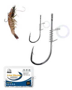 UCEC Fishing Live Shrimp Hooks, High Carbon Steel Barbed Fishing Hook for Freshwater Saltwater, Live Shrimp Fishing Hooks, Shrimps Lure, Carp Bass Catfish Bait