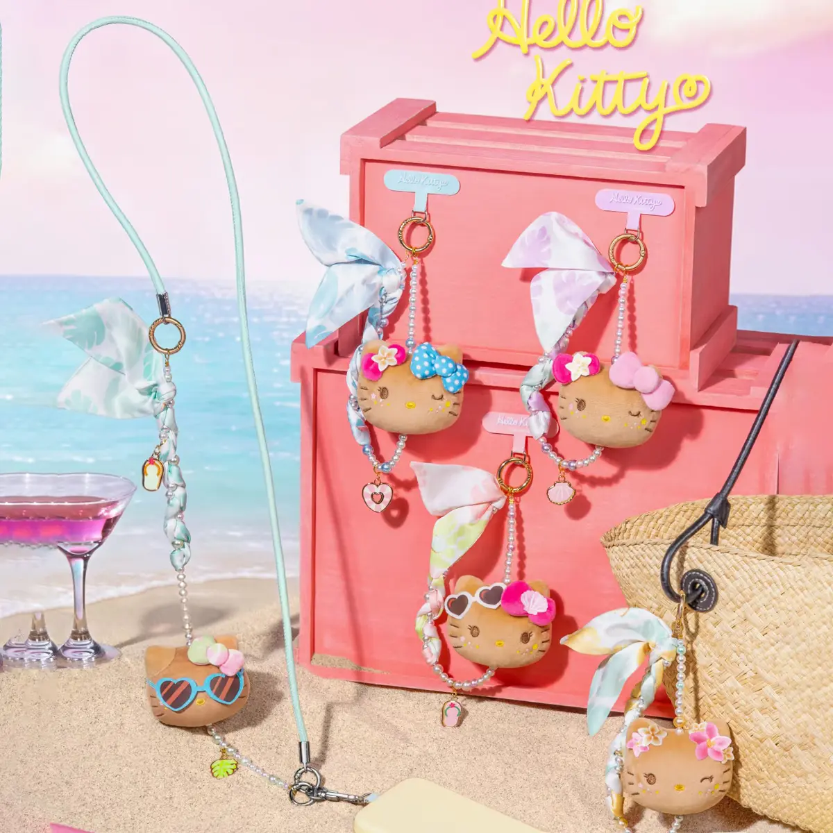 Sanrio Hello Kitty ‘Let’s Go to the Beach’ Series Mobile Phone Straps, Blind Box Bags, Charms, Plush Toys / Mini Keyrings, Blind Box Decorations, Gifts
