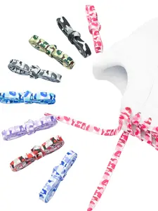 2 Pairs 8mm Camouflage Asymmetric Shoelaces Silver Color Cloud Pattern Trendy Creative Shoe Laces