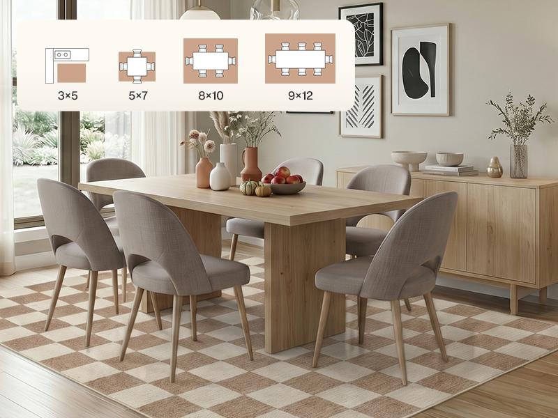 Tribesigns Checkered 5x7 Washable Area Rugs for Bedroom, Soft Non-Slip Brown Rug for Bedroom Dining Room, Geometric Indoor Throw Carpet for Entryway Office Playroom, Oeko-Tex Certified