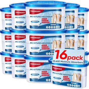 16 Pack Moisture Absorbers, 10.6 OZ Humidity Absorber Bucket, Moisture Absorbers for Closet, Dehumidifier Bucket for Wardrobes, Kitchens and Bathrooms, Fragrance Free Humidity Absorber