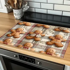 Christmas Gingerbread Man Oven Pad, Heat Resistant Kitchen Mat, Festive Cute Tablecloth Pad, 1pc Cozy Holiday Decoration