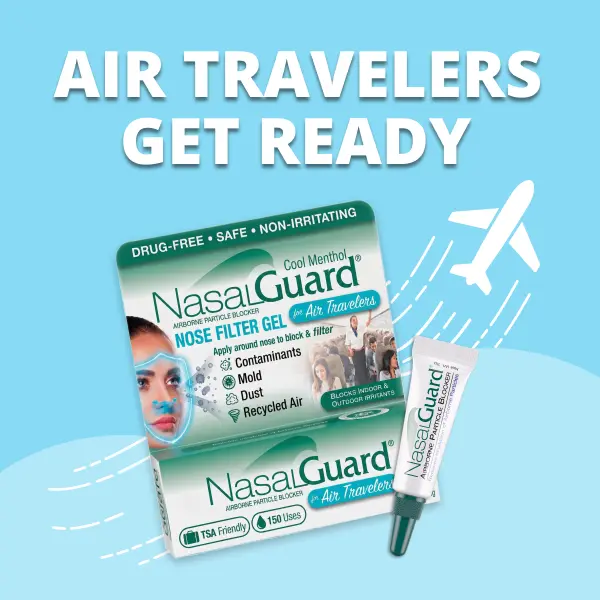 NasalGuard Nasal Filter Gel for Air Travelers | Cabin Air Barrier | Helps Block Dust, Mold & Airborne Contaminants | Drug-Free, Applied Around Nose | TSA Friendly | 150+ Uses (Cool Menthol, 3g)