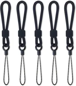 YOUOWO Ring Lanyards Black Finger Strap 5 Pack Short Rope Small Lanyard,For Phone Cases Keys Keychain USB Flash Drive Cellphone Ipod ID Card Badge Camera