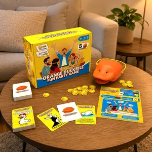 Duckbill Challenge Party Game for Kids, Teens and Adults, Funny Family Game Night Card Game with 150 Challenge Cards, 5 Wearable Duckbill Props, 60 Gold Coins, Interactive Group Game, Ice Breaker Party Game, Indoor Family Activities, Birthday and Holiday
