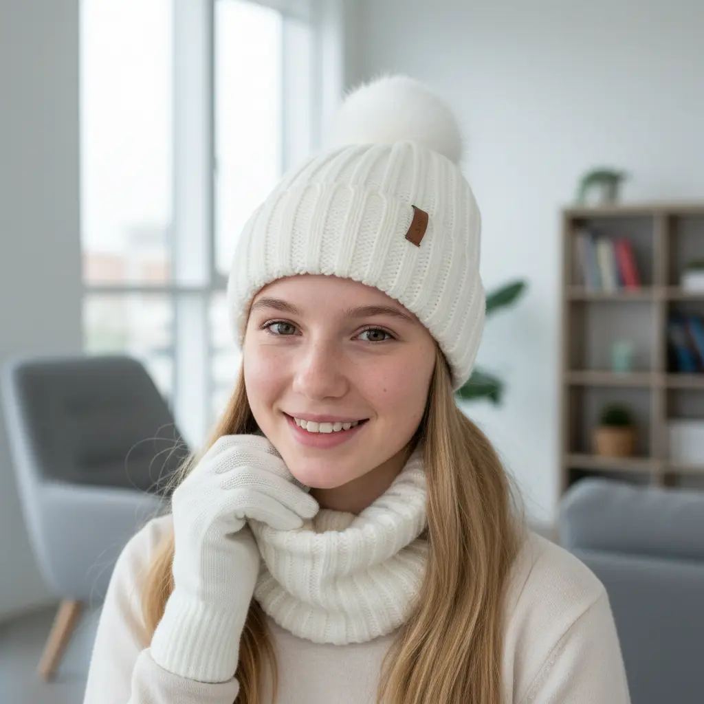 Unisex 3-Piece Winter Sports & Outdoor Set - Soft Knit Fleece-Lined Beanie Hat, Matched Scarf, Touchscreen Gloves, Double-Layered Warm Interior, Comfortable Cold-Weather Gear, Outdoor Use, Thoughtful Holiday Gift