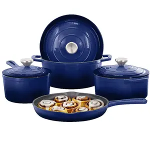 MegaChef 7 Piece Enameled Cast Iron Cookware Set