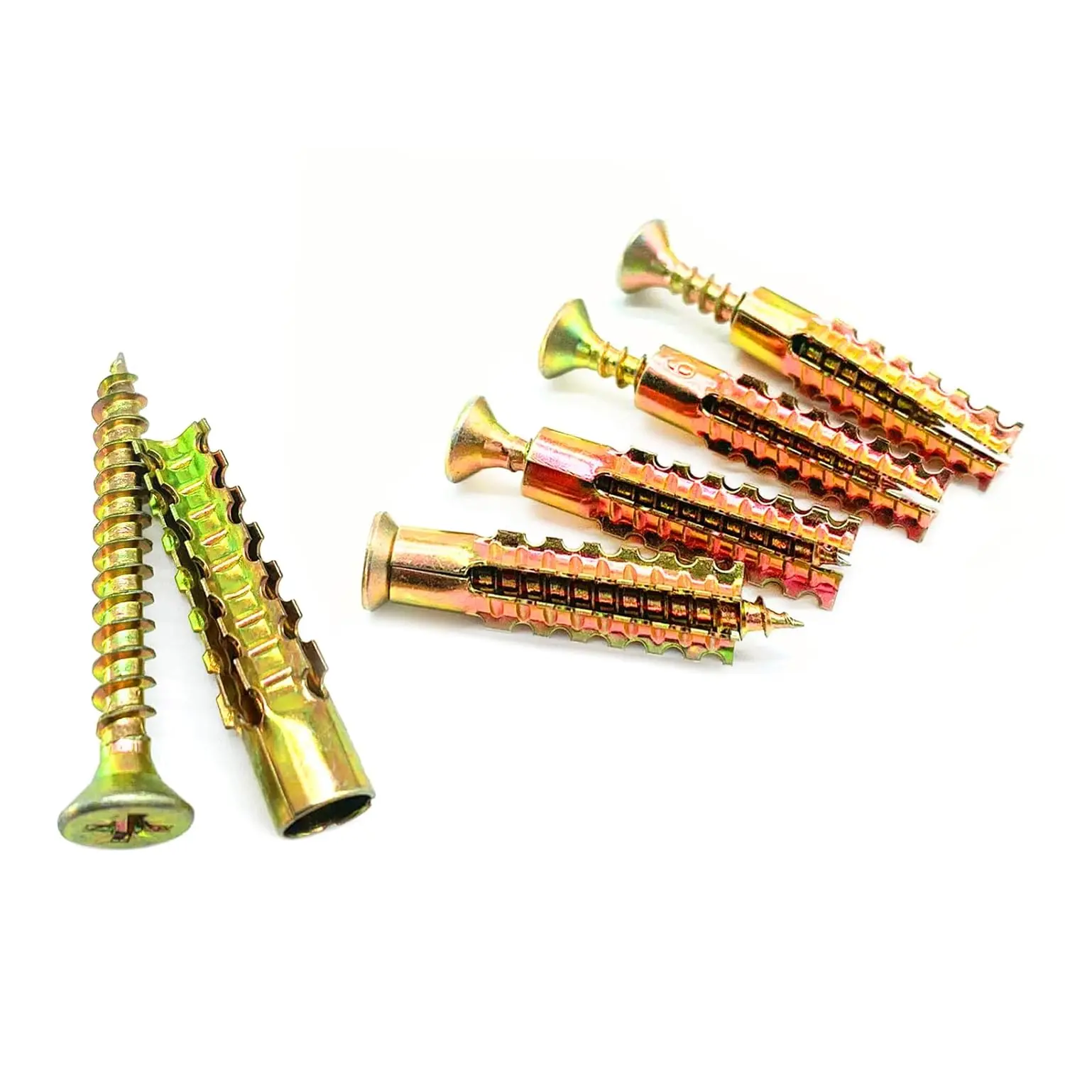 Heavy Duty Steel Drywall Anchors Screws Kit - Metal Tube Expansion, Self-Tapping Fastener Bolt Set for Plasterboard, Concrete, Brick - High-Strength Secure Fixing for Home Furniture Mounting, Construction Projects