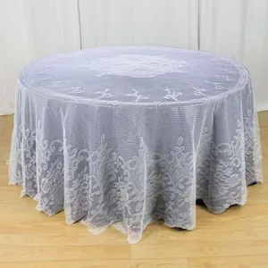 Lace Round Tablecloth 120" Ivory with Premium Design - Seamless Finish Table Cover