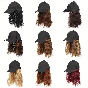 12 Inch Short Wave Baseball Cap Wig With Curly Hair Extension Synthetic Wave Wig Hat For Women Adjustable Baseball Hat Wig