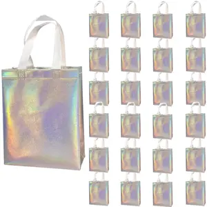 A Set of 24/12 Pcs Holographic Gift Bags with Vibrant Rainbow Foil Finish & Durable Sturdy Handles,Non-Woven Reusable Party Favor Bags for Christmas,Birthday,Wedding,Corporate Event,Tools & Hardware