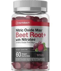 Horbäach Nitric Oxide Beet Root Gummies | 60 Count | with Nitrates | Strawberry Flavor | Vegan, Non-GMO, Gluten Free Supplement