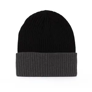 Men's Thick Two-Tone Winter Beanie Sherpa-Lined Style Ultra Warm Cozy Knit Hat for Cold Weather