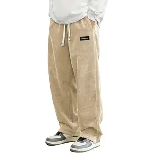 Mens Plus Size Corduroy Casual Pants Fashion Loose Fit Wide Leg Sweatpants Elastic Waist Drawstring Big and Tall, All Seasons summervibes