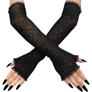 Halloween Decorations Women's Spider Web Arm Warmer and Headband for Halloween Party