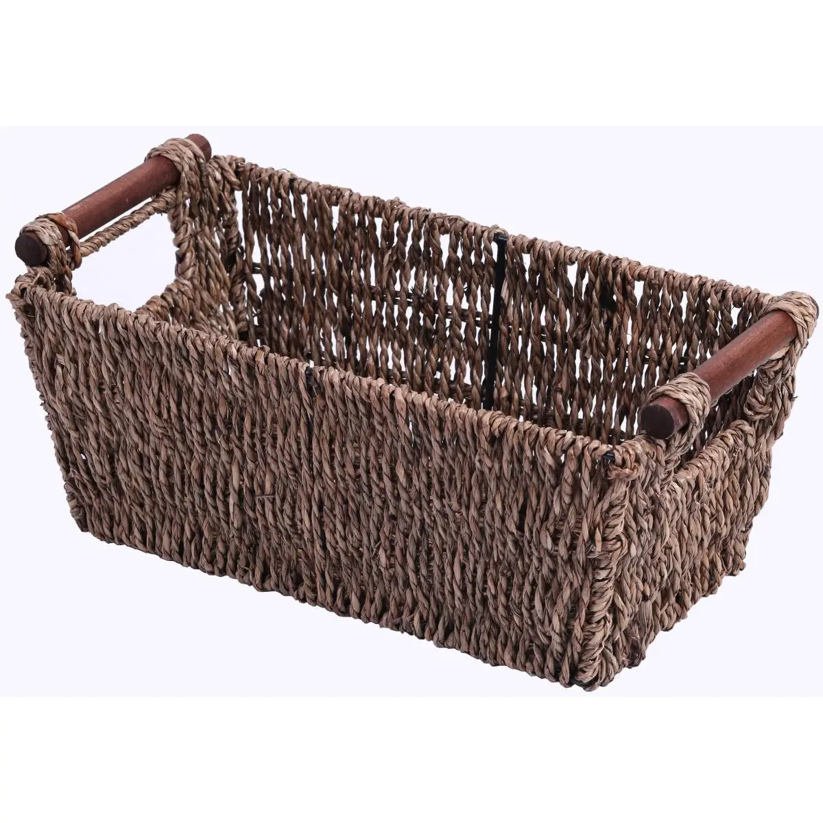 Vintiquewise Rustic Rectangle Seagrass Counter-Top Paper Towel Organiser - 4.75x11.75x6.25in Brown, Bathroom Home Supplies Storage Basket for Guest Houses, Holds Towels