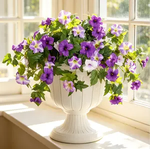 2PCS Artificial Flowers for Outdoor Decoration - UV Resistant Silk Fake Flowers, Faux Plastic Plants for Hanging Baskets, Garden, Porch, Window Box & Home Decor, No Fade Realistic Flowers