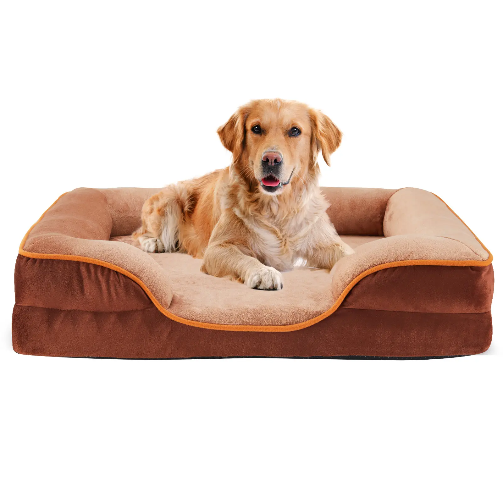 DUMOS Orthopedic Dog Bed for Medium Dogs - High-Quality Polyurethane Foam & Egg Crate Foam, Detachable Washable Cover, Waterproof Liner, Non-Slip Base, Neutral Modern Design, Pain Relief, Bedroom & Living Room Use, Car Compatible