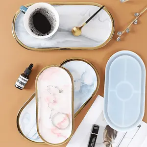 Oval Tray Cement Silicone Molds DIY Concrete Plaster Coaster Pottery Mould Home Decoration Handmade Crafts Ornement