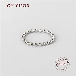 Jewelry - Real 925 Sterling Sliver Beaded Thumb Rings for Women Simple Dotted Stack Ring 2019 Minimalist Adjustable Ball Rings Band