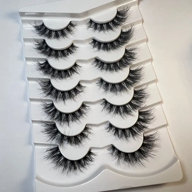 American Cross-Border Hot-Selling 3D Fluffy Faux Mink Eyelashes Pair 7 Pairs Dense Curly Eyelashes Wholesale Makeup