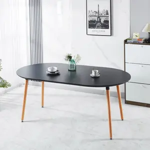 Extensible Table,DINING TABLE,OFFICE TABLE,COFFEE TABLE,wood Leg,MDF Top,100/140/180x100x75cm,black Color