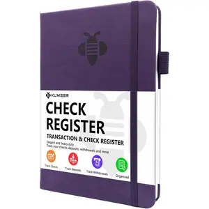 Elegant Check Register for Personal Checkbook with Check & Transaction Registers Hardcover Checkbook Log 5.2x7.6" Purple