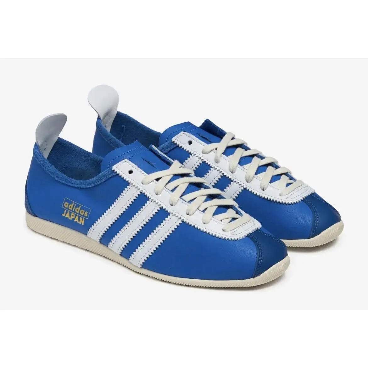 adidas originals Japan Classic Leather Trainer, Retro Lifestyle Walking Shoes with Rubber Outsole, Royal Blue and White Footwear, Blue And White Casual Trainers