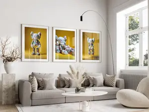 Yellow Graffiti Kaws Set of 3, Printable Kaws Poster, Hypebeast Toy, Hypebeast Room Decor, Kaws Wall Art , Kaws Figure