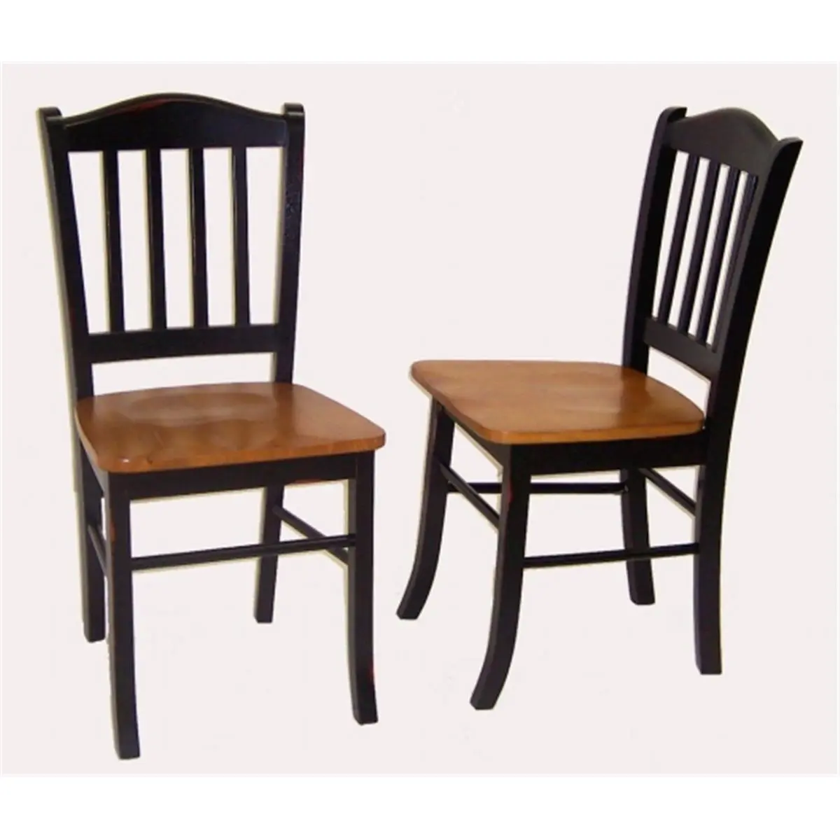 212 MAIN Outdoor Shaker Chairs - Black-Oak Wood Garden Furniture Set of 2 with Shaker Look, Slatted Back, Full Stretchers