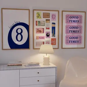 Set Of 3 Trendy Prints Navy White Poster Matchbox Print Vintage Matchbook Wall Art Retro Ticket Print Preppy Wall Decor Retro Bar Cart Art