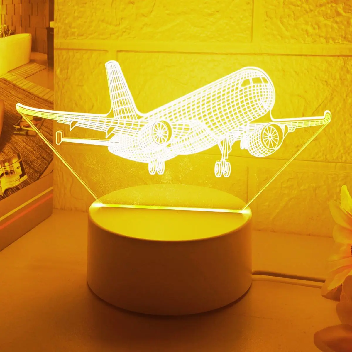 Modern Creative 3D Airplane Night Light, Atmosphere Light, Decorative Atmosphere Lamp, Acrylic USB Powered Lamp, Warm Lighting Effect, Perfect Gift for Friends and Family
