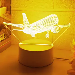 Modern Creative 3D Airplane Night Light, Acrylic USB Powered Lamp, Warm Lighting Effect, Perfect Gift for Friends and Family