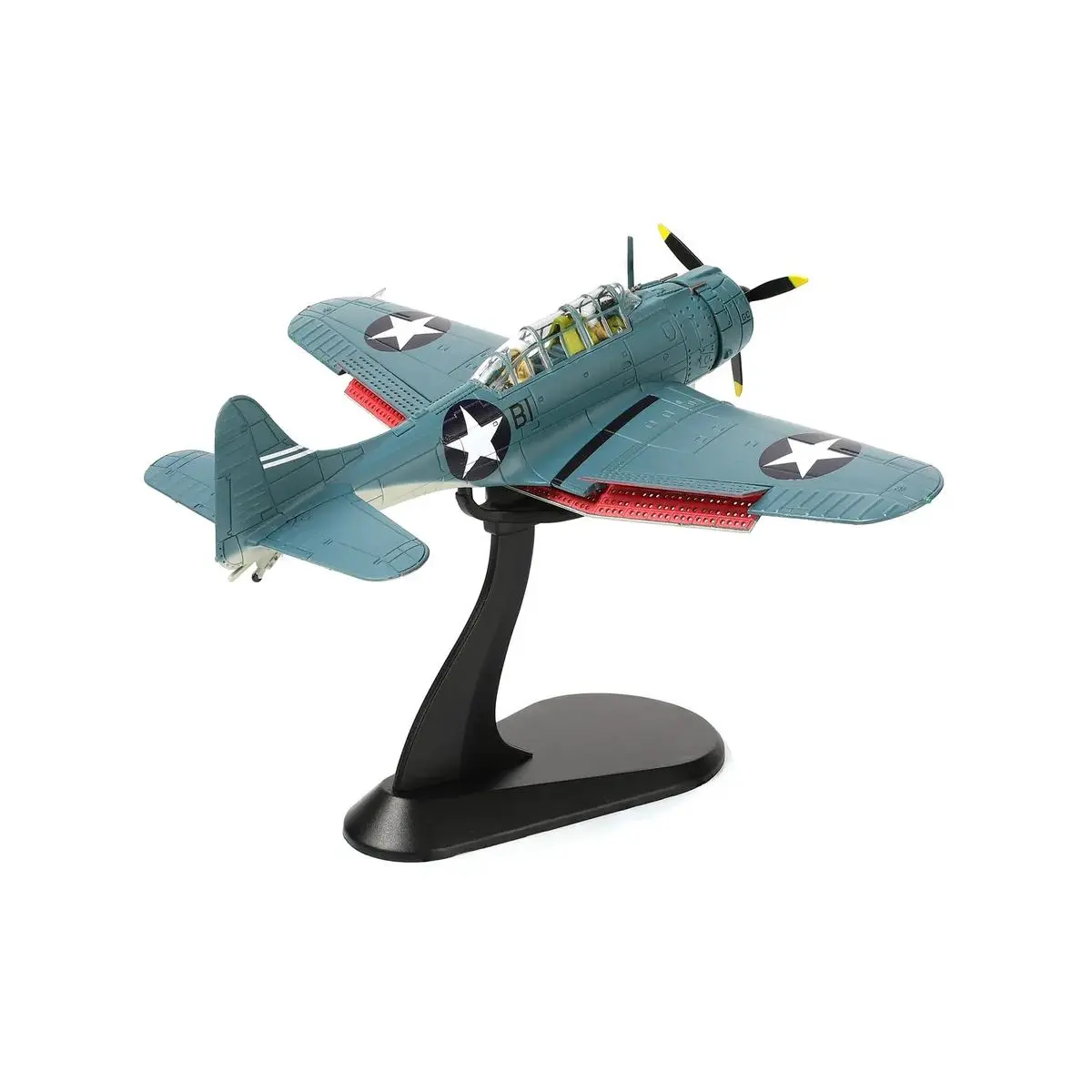 1/72 Scale Douglas SBD-3 Dauntless Diecast Airplane Model - Metal Body, Rotating Propeller, Detailed Cockpit Replica, Fade-Resistant Paint, 5.5x6.8x3.74in WWII Military History Collectible for Office Table Display