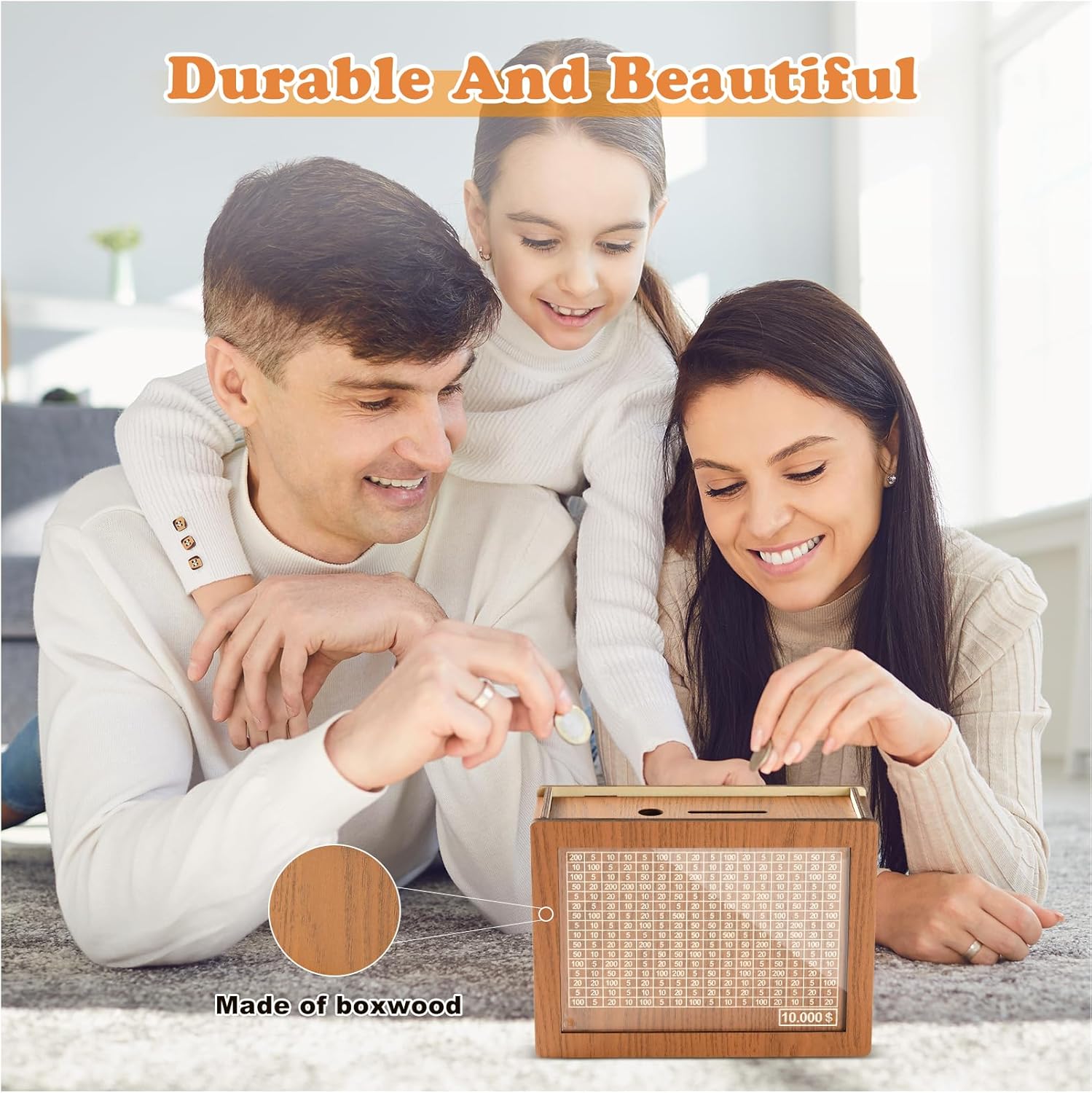 10000 Savings Challenge Box, Money Saver Box 10k Smash, Wooden Digital Save Piggy Bank for Adults Kids, Cash Vault Wooden Savings 10,000 Dollar, Caja De Ahorros, Cashbox Kakeibo Ornaments